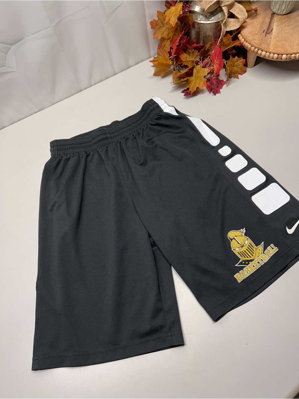 Nike Black Basketball Shorts with Yellow Knight Logo